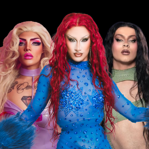 Guest drag artists Dafne Mugler, Violet Rouge, and Talavera performing at Minnelli’s drag show in Benalmádena – top cabaret entertainment on the Costa del Sol