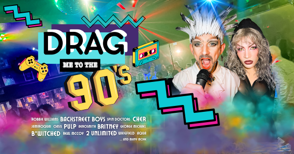 Drag Me to the 90s – Live drag cabaret show in Benalmádena featuring King Key and Violet Rouge at Minnelli’s