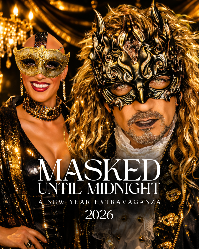 Elegant cocktail chic outfits and masquerade vibes at Minnelli’s NYE drag show 2025